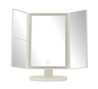 Orsina 180 Degree Rotatable Tri Fold White Table Mirror, Trifold Design Table Mirror, Versatile Small Table Mirror