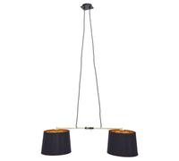 Orsina 2 Bulbs Pendant Light, Matte Black Industrial Ceiling Light With Adjustable Cord, Two Tone Inverted Shades