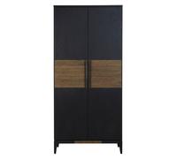 Orsina 2 Door Black Oak Storage Cabinet, Wooden Sideboard With Doors, Tall Display With Linear Pulls & 5 Shelves Orsina Black