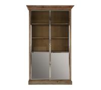 Orsina 2 Door Cabinet With Shelves, Whitewashed Pine Storage Cabinet, Wooden Display Unit With Frosted Glass Doors in Brown Orsina Brown