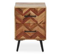 Orsina 2 Drawer Bedside Table In Mango Wood, Modern Nightstand With Black Iron Legs, Wooden Bedside Cabinet Orsina Black