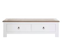 Orsina 2 Drawer Coffee Table With White Beech Wood Cabinet,rectangular Table,storage Table With Metal Handles