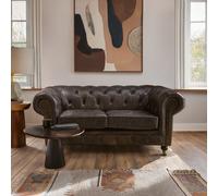 Orsina 2 Seat Grey Leather Sofa-Chesterfield Design Couch With Stud Detail-Velvet Sofa With Rolled Armrests Orsina Grey