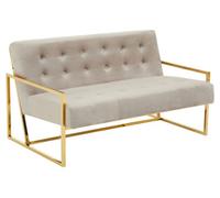 Orsina 2 Seat Mink Velvet Sofa, Button Tufting Sofa, Foam Padded Velvet Upholstery Sofa, Metal Frame Lounge Sofa