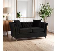 Orsina 2 Seat Onyx Sofa With Button Tufting,chesterfield Settee,lounge Couch With Sleek Legs,couch With Cushions