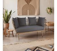 Orsina 2 Seat Rope Sofa, Rope Garden Sofa, Easy to Clean Grey Outdoor Sofa, Back & Armrest Rope Sofa Orsina Grey