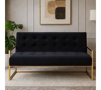 Orsina 2 Seat Velvet Sofa, Button Tufting Sofa, Foam Padded Velvet Upholstery Sofa, Metal Frame Lounge Sofa in Black Orsina Black