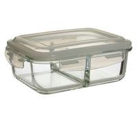 Orsina 2-Section Square Glass Container with Lid - 1040ml, Borosilicate Glass with Airtight Silicone Seal in Clear Orsina Clear