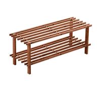 Premier Housewares Essentials By Premier Dark Cedar Wood 2 Tier Shoe Rack