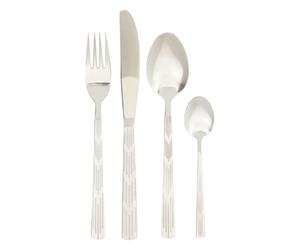 Orsina 24Pc Cutlery Set, Elegant Silverware Cutlery Set, Modern Stainless Steel Cutlery Set with Etched Detail in Silver Orsina Silver
