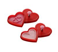 Orsina 2Pc Heart Shape Cookie Cutters With Spring Handles,cookie Stamp Set,red & Pink Presses For Biscuit, & Scones
