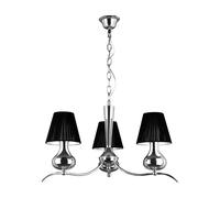 Orsina 3 Arm Chrome & Black Pendant Light, Hanging Ceiling Fixture With Cone Shades, Triple Light Ceiling Fixture Orsina Black