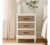 Orsina 3 Drawer White Chest Dresser, Renewable Pine Wood End Table, Shaker-Inspired Design with Contrasting Drawers Orsina White