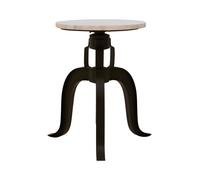 Orsina 3 Leg Bar Stool With Green Marble Top, Plush Black Finish Metallic Counter Seat, Sleek Adjustable Stool in White Orsina White