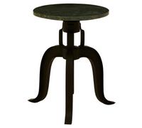 Orsina 3 Leg Bar Stool With Green Marble Top, Plush Black Finish Metallic Counter Seat, Sleek Adjustable Stool