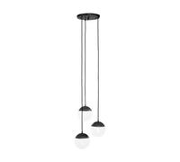 Orsina 3-Light Pendant With Adjustable Cords, Hanging Cluster Lamp With Globe Shades, Cluster Ceiling Fixture in Black Orsina Black