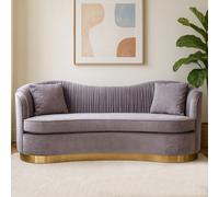 Orsina 3 Seat Pleated Grey Velvet Sofa