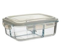 Premium Housewares Freska Glass Container with Airtight Lid, 3 Compartments
