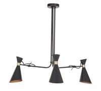 Interiors by PH Linox 3 Shade Black And Gold Bent Arm Pendant, Black