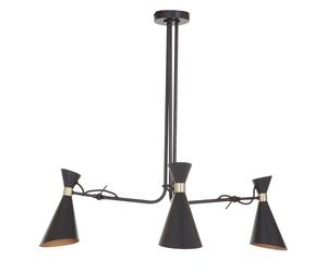Orsina 3 Shade Black & Gold Pendant Light With Bent Arms, Ceiling Lamp With Adjustable Rods, Two-Tone Metal Pendant Orsina Black