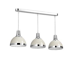 Orsina 3 Shade Clay Pendant Light, Milky Clay Colour With Chrome Trim, Nordic Style Metal Pendant Light For Kitchen