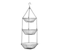 Orsina 3 Tier Chrome Hanging Baskets, Space-Saving Storage For Fruit, Veg Or Kitchen Essentials, Durable Wire in Silver Orsina Silver