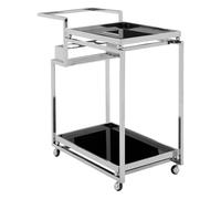 Orsina 3 Tier Elegant Trolley With Silver Finish Frame | Tempered Glass Shelves Garden Drinks Trolley For Parties Orsina Silver