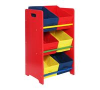 Premier Kids 3 Tier MDF Storage Unit with 6 Canvas Tubs, none