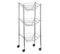 Orsina 3 Tier Storage Cart With Wheels, Chrome Kitchen Trolley With Basket Shelves, Rolling Cart, Mobile Organizer