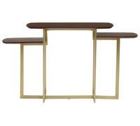 Orsina 3 Tier Walnut Side Tables, Multi-Height Accent Tables With Golden Legs, Decorative Side Tables, Display Tables in Brown Orsina Brown