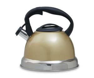 Orsina 3000ml Pink Whistling Kettle, Stainless Steel Stovetop Kettle With Whistle & Cool Touch Handle, Pink Finish in Gold Orsina Gold