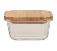 Orsina 320ml Square Glass Container with Bamboo Lid, Glass Container with Airtight Lid, Airtight Glass Container in Natural Orsina Natural