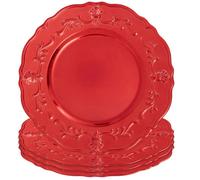 Orsina 33Cm Set Of 4 Red Baroque Charger Plate Set, Versatile Dinnerware Set Charger Plates For All Ocassions