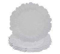 Orsina 33cm Set of 4 White Finish Reef Charger Plate Set, versatile Dinnerware Set Charger Plates for all Ocassions Orsina White
