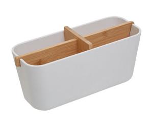 Orsina 4 Compartment White Organizer, Eco-Friendly Desk Organizers, Sub-Grid Drawer Organizer, Cupboard Organizer