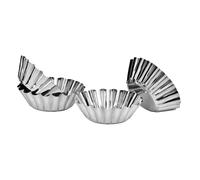 Orsina 4 Fluted Cake Moulds, Round Bakeware Pans, Decorative Moulds, Textured Pastry Shells, Classic Cake Shapers in Silver Orsina Silver