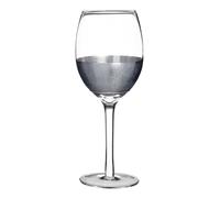 Orsina 4 Pc Small Wine Glasses, Textured Geometric Wine Glasses Set With Silver Metallic Strip, Ribbed Wine Goblets Orsina Silver