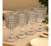 Premier Housewares Pyramid Wine Goblets, Clear, Set of 4