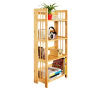Orsina 4 Tier Folding Shelf In Tropical Hevea Wood, Foldable Bookshelf With Slatted Frame, Collapsible Shelf Unit in Natural Orsina Natural