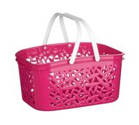 Storage Basket Hot Pink Plastic, White Handle, 4.5 Litre