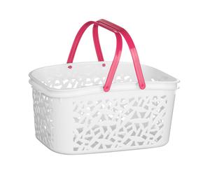 Orsina 4500ml Hot Pink Storage Basket With Crisp White Handle, Multipurpose Plastic Basket, Organizer For Toys Orsina White