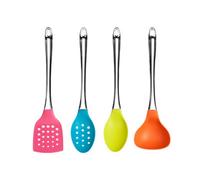 Orsina 4Pc Colourful Utensil Set,turner, Slotted Spoon, Spoon & Ladle With Handles,cooking Tools With Hanging Loops