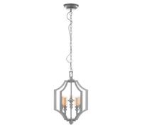 Orsina 5 Bulb Pendant Lamp, Arabesque Design Silver Ceiling Light, Contemporary Iron Hanging Fixture