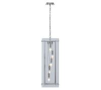 Orsina 5 Bulb Pendant Light, Industrial Farmhouse Rectangular Ceiling Fixture, Clear Glass Shade With Nickel Finish in Silver Orsina Silver