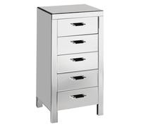 Orsina 5 Drawers Mirrored Chest, Modern chest of drawers, Spacious Storage Chest For Living Room, Delivered Fully Assembled in Silver Orsina Silver