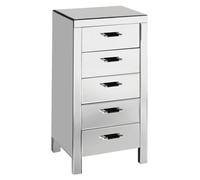 Orsina 5 Drawers Mirrored Chest, Modern Chest Of Drawers, Spacious Storage Chest For Living Room, Drawer Chest