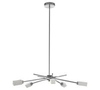 Orsina 5 Frosted Glass Shade Pendant Lamp, Silver Finish Iron Frame Light, Contemporary Luxe Ceiling Fixture Orsina Silver