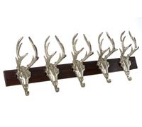Orsina 5 Stag Head Wall Mountable Hanger, Christmas Design Cloth Hanger, Coat Hanger with 5 Decorative Hooks in Silver Orsina Silver
