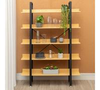 Premier Housewares Versatile 5 Tier Light Yellow Shelves and Black Frame Shelf Unit|Functional Modern Bookcase Shelving For Living Room|Display Unit With Spacious Wooden Shelves