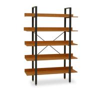 Orsina 5 Tier Light Yellow Shelves & Black Frame Shelf Unit, Bookcase Shelving, Display Unit With Wooden Shelves in Red Orsina Red